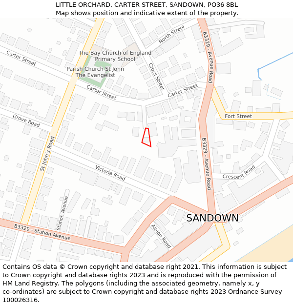 LITTLE ORCHARD, CARTER STREET, SANDOWN, PO36 8BL: Location map and indicative extent of plot
