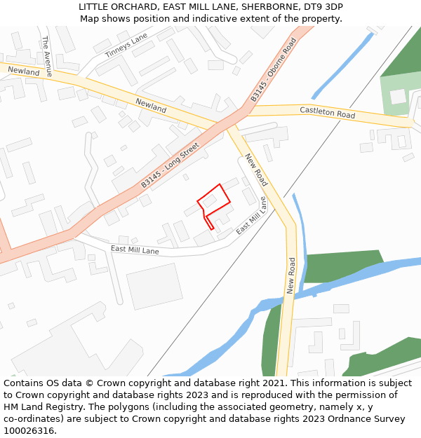 LITTLE ORCHARD, EAST MILL LANE, SHERBORNE, DT9 3DP: Location map and indicative extent of plot