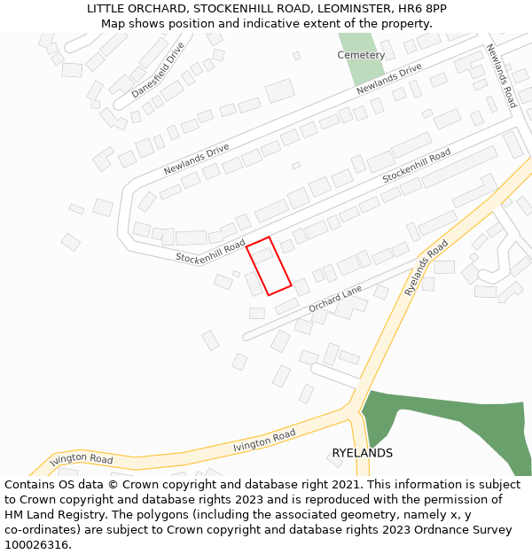 LITTLE ORCHARD, STOCKENHILL ROAD, LEOMINSTER, HR6 8PP: Location map and indicative extent of plot