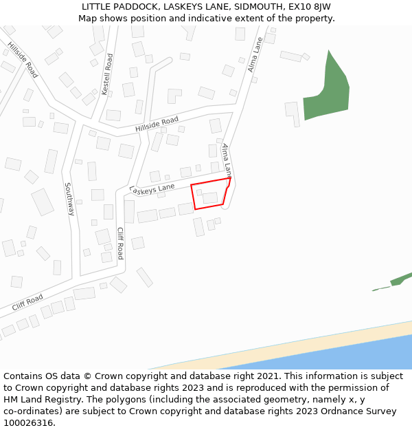 LITTLE PADDOCK, LASKEYS LANE, SIDMOUTH, EX10 8JW: Location map and indicative extent of plot