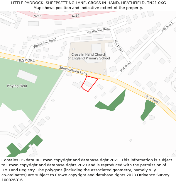 LITTLE PADDOCK, SHEEPSETTING LANE, CROSS IN HAND, HEATHFIELD, TN21 0XG: Location map and indicative extent of plot