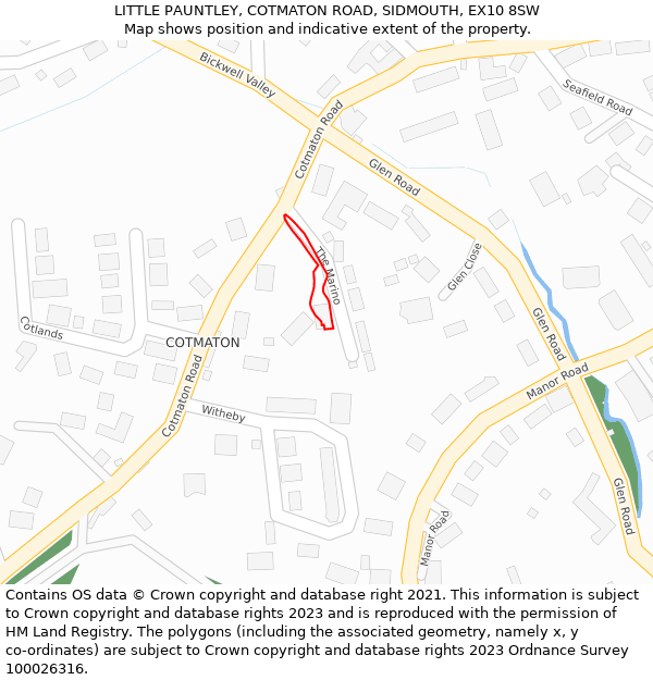 LITTLE PAUNTLEY, COTMATON ROAD, SIDMOUTH, EX10 8SW: Location map and indicative extent of plot