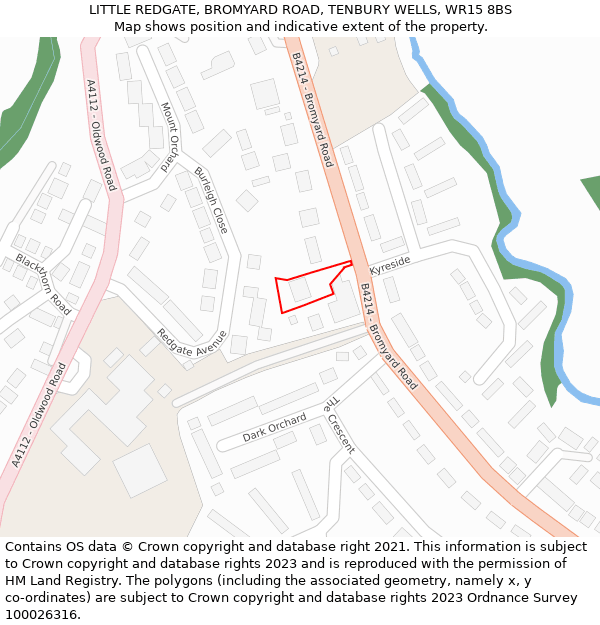 LITTLE REDGATE, BROMYARD ROAD, TENBURY WELLS, WR15 8BS: Location map and indicative extent of plot