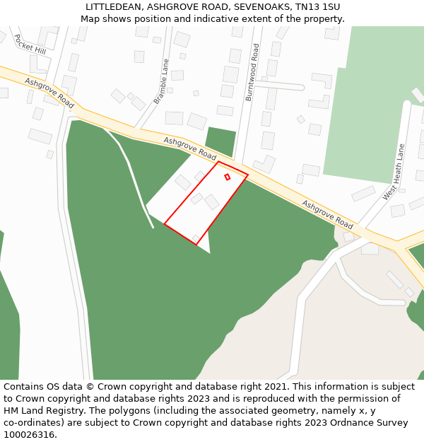 LITTLEDEAN, ASHGROVE ROAD, SEVENOAKS, TN13 1SU: Location map and indicative extent of plot
