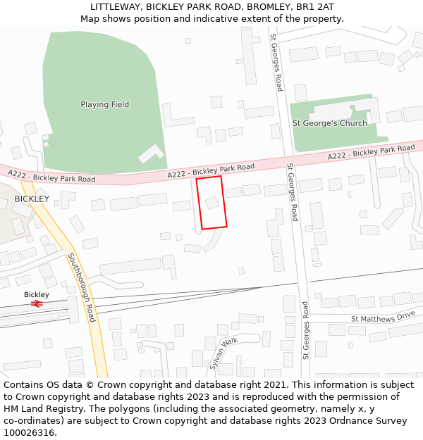 LITTLEWAY, BICKLEY PARK ROAD, BROMLEY, BR1 2AT: Location map and indicative extent of plot