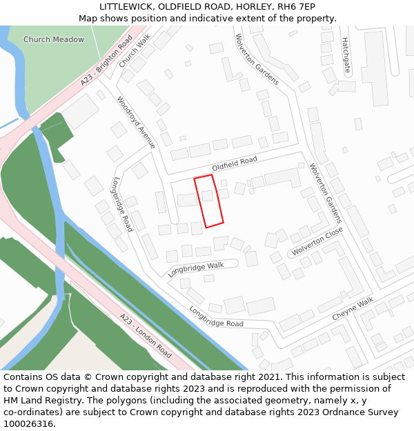 LITTLEWICK, OLDFIELD ROAD, HORLEY, RH6 7EP: Location map and indicative extent of plot