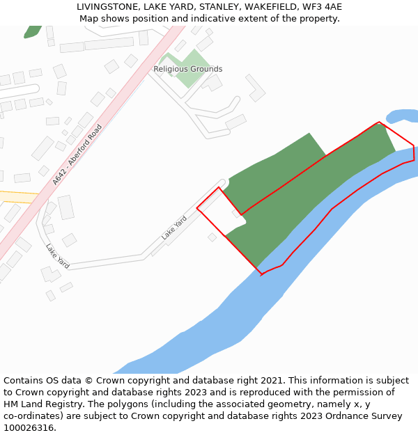 LIVINGSTONE, LAKE YARD, STANLEY, WAKEFIELD, WF3 4AE: Location map and indicative extent of plot