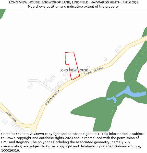 LONG VIEW HOUSE, SNOWDROP LANE, LINDFIELD, HAYWARDS HEATH, RH16 2QE: Location map and indicative extent of plot