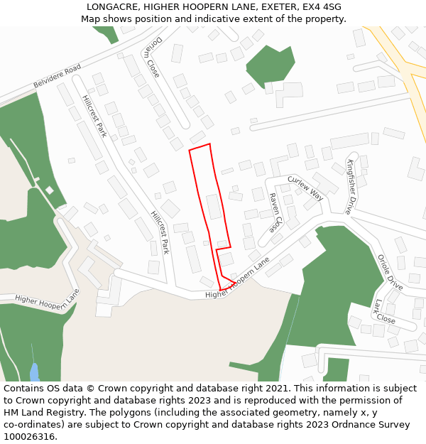 LONGACRE, HIGHER HOOPERN LANE, EXETER, EX4 4SG: Location map and indicative extent of plot