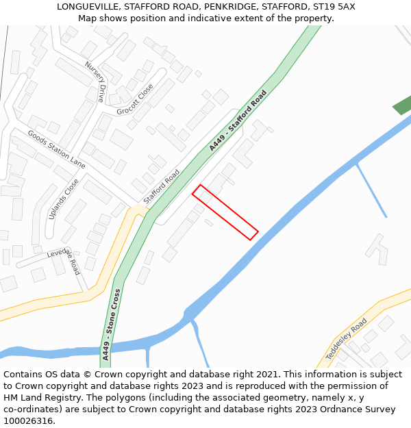 LONGUEVILLE, STAFFORD ROAD, PENKRIDGE, STAFFORD, ST19 5AX: Location map and indicative extent of plot
