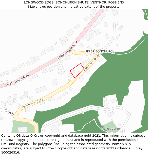 LONGWOOD EDGE, BONCHURCH SHUTE, VENTNOR, PO38 1NX: Location map and indicative extent of plot