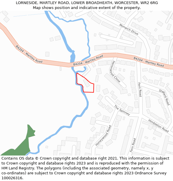 LORNESIDE, MARTLEY ROAD, LOWER BROADHEATH, WORCESTER, WR2 6RG: Location map and indicative extent of plot