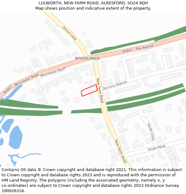 LULWORTH, NEW FARM ROAD, ALRESFORD, SO24 9QH: Location map and indicative extent of plot