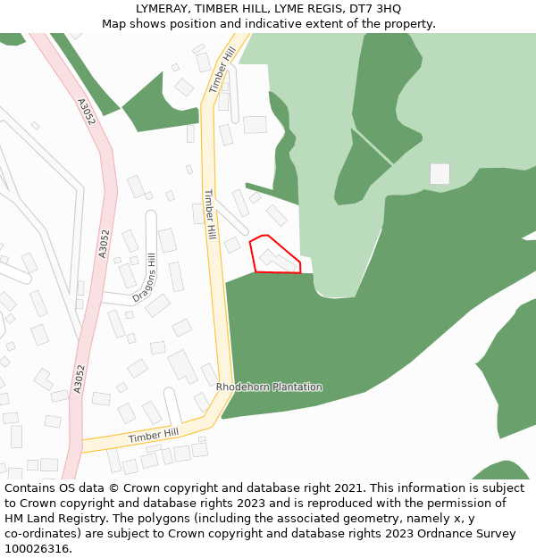 LYMERAY, TIMBER HILL, LYME REGIS, DT7 3HQ: Location map and indicative extent of plot