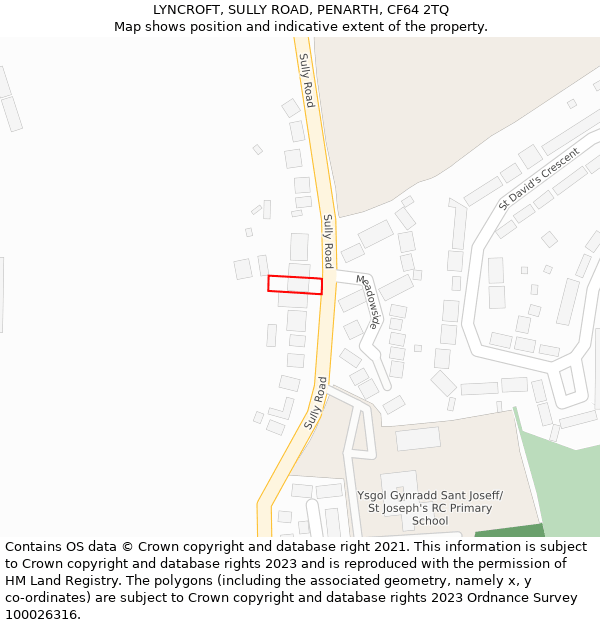 LYNCROFT, SULLY ROAD, PENARTH, CF64 2TQ: Location map and indicative extent of plot