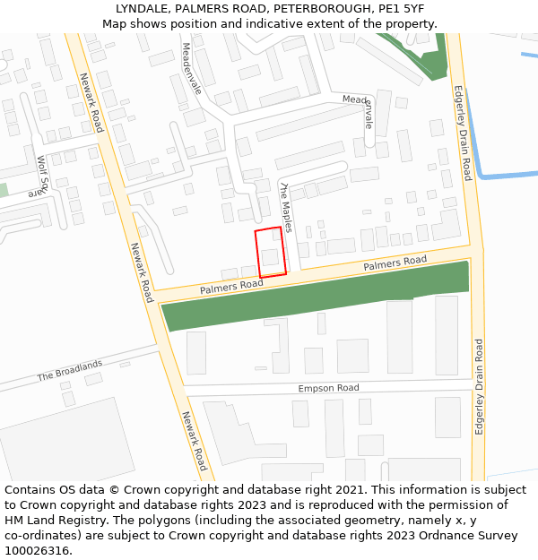 LYNDALE, PALMERS ROAD, PETERBOROUGH, PE1 5YF: Location map and indicative extent of plot
