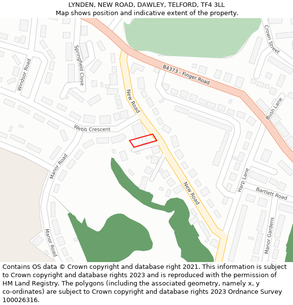 LYNDEN, NEW ROAD, DAWLEY, TELFORD, TF4 3LL: Location map and indicative extent of plot