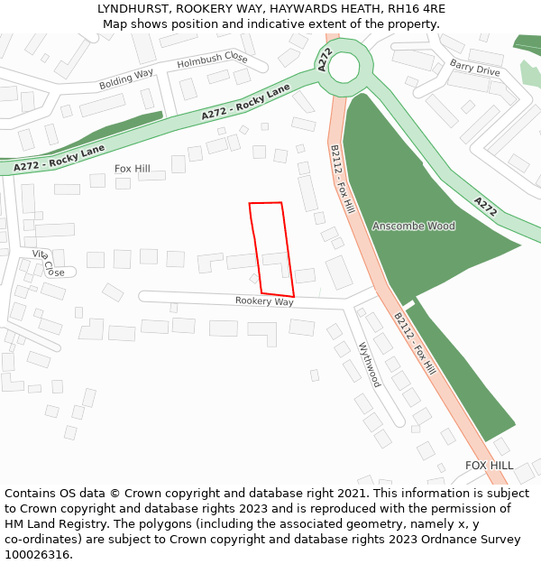 LYNDHURST, ROOKERY WAY, HAYWARDS HEATH, RH16 4RE: Location map and indicative extent of plot