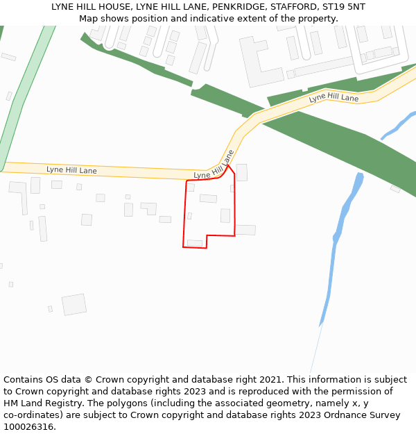 LYNE HILL HOUSE, LYNE HILL LANE, PENKRIDGE, STAFFORD, ST19 5NT: Location map and indicative extent of plot