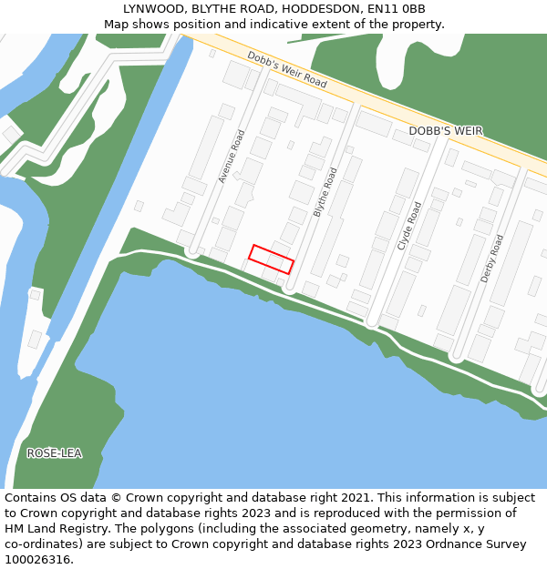 LYNWOOD, BLYTHE ROAD, HODDESDON, EN11 0BB: Location map and indicative extent of plot