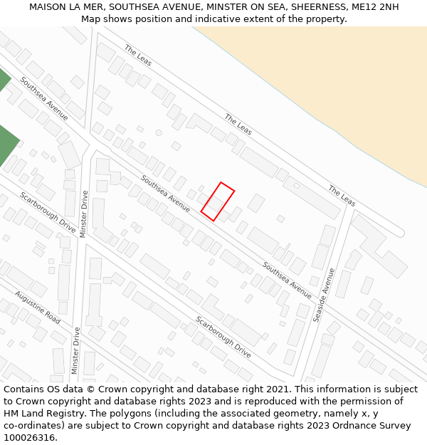 MAISON LA MER, SOUTHSEA AVENUE, MINSTER ON SEA, SHEERNESS, ME12 2NH: Location map and indicative extent of plot