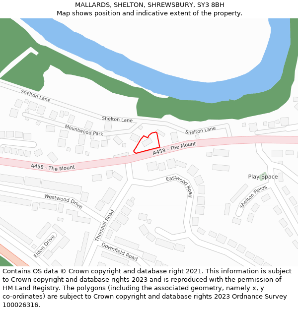 MALLARDS, SHELTON, SHREWSBURY, SY3 8BH: Location map and indicative extent of plot