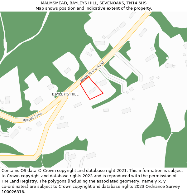 MALMSMEAD, BAYLEYS HILL, SEVENOAKS, TN14 6HS: Location map and indicative extent of plot