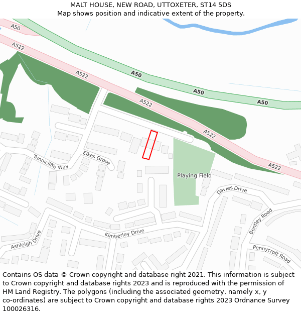 MALT HOUSE, NEW ROAD, UTTOXETER, ST14 5DS: Location map and indicative extent of plot