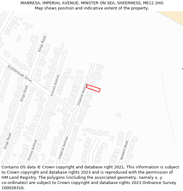 MANRESA, IMPERIAL AVENUE, MINSTER ON SEA, SHEERNESS, ME12 2HG: Location map and indicative extent of plot