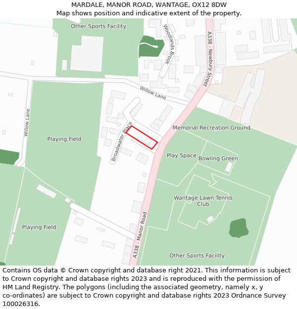 MARDALE, MANOR ROAD, WANTAGE, OX12 8DW: Location map and indicative extent of plot