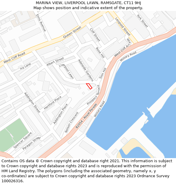 MARINA VIEW, LIVERPOOL LAWN, RAMSGATE, CT11 9HJ: Location map and indicative extent of plot