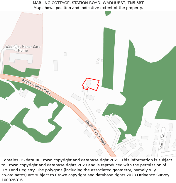 MARLING COTTAGE, STATION ROAD, WADHURST, TN5 6RT: Location map and indicative extent of plot