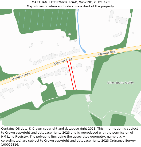 MARTHAM, LITTLEWICK ROAD, WOKING, GU21 4XR: Location map and indicative extent of plot