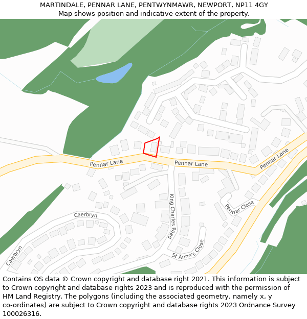 MARTINDALE, PENNAR LANE, PENTWYNMAWR, NEWPORT, NP11 4GY: Location map and indicative extent of plot