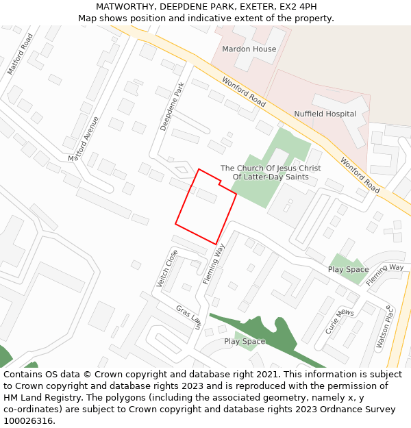 MATWORTHY, DEEPDENE PARK, EXETER, EX2 4PH: Location map and indicative extent of plot