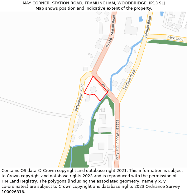 MAY CORNER, STATION ROAD, FRAMLINGHAM, WOODBRIDGE, IP13 9LJ: Location map and indicative extent of plot
