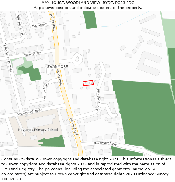 MAY HOUSE, WOODLAND VIEW, RYDE, PO33 2DG: Location map and indicative extent of plot