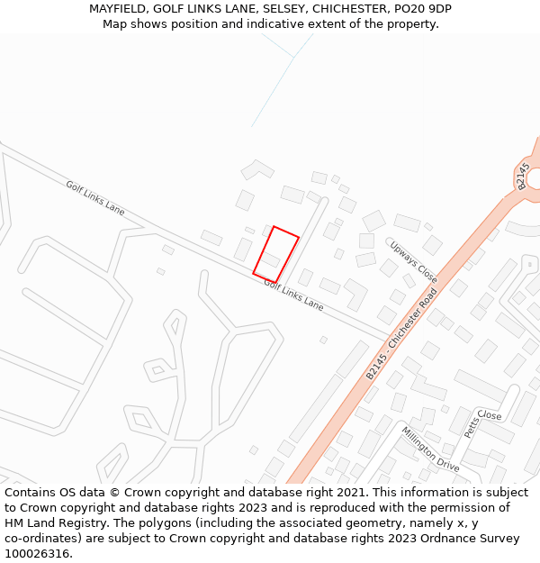 MAYFIELD, GOLF LINKS LANE, SELSEY, CHICHESTER, PO20 9DP: Location map and indicative extent of plot