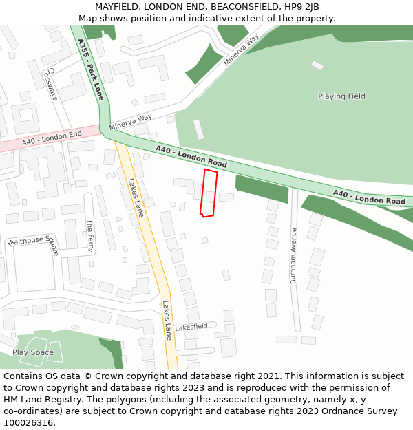 MAYFIELD, LONDON END, BEACONSFIELD, HP9 2JB: Location map and indicative extent of plot