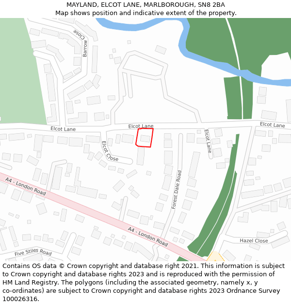 MAYLAND, ELCOT LANE, MARLBOROUGH, SN8 2BA: Location map and indicative extent of plot