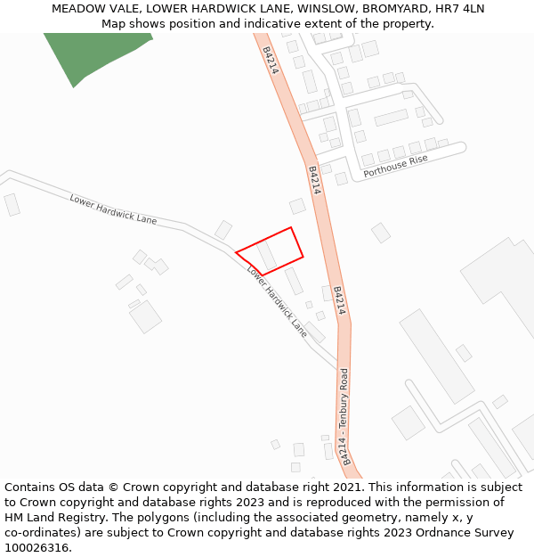 MEADOW VALE, LOWER HARDWICK LANE, WINSLOW, BROMYARD, HR7 4LN: Location map and indicative extent of plot