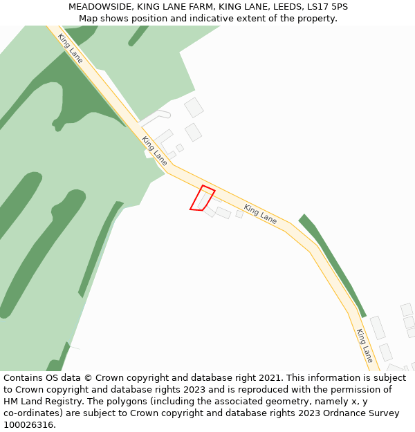 MEADOWSIDE, KING LANE FARM, KING LANE, LEEDS, LS17 5PS: Location map and indicative extent of plot
