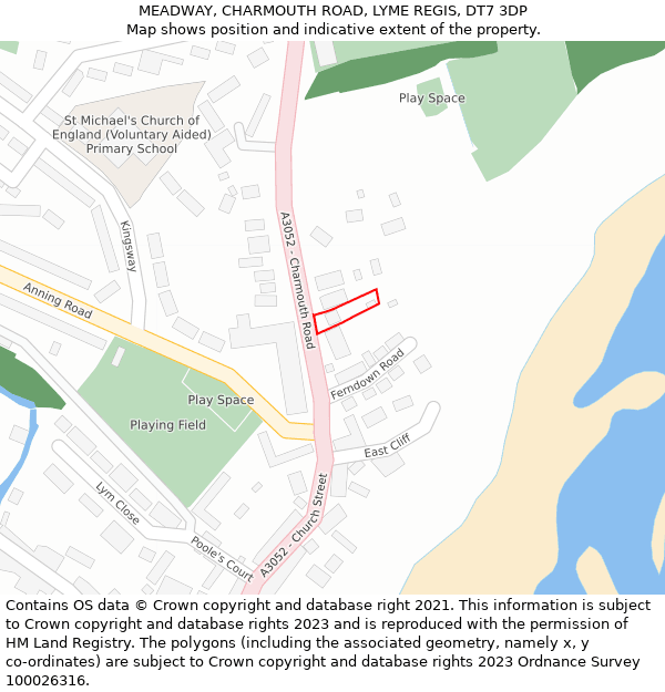 MEADWAY, CHARMOUTH ROAD, LYME REGIS, DT7 3DP: Location map and indicative extent of plot