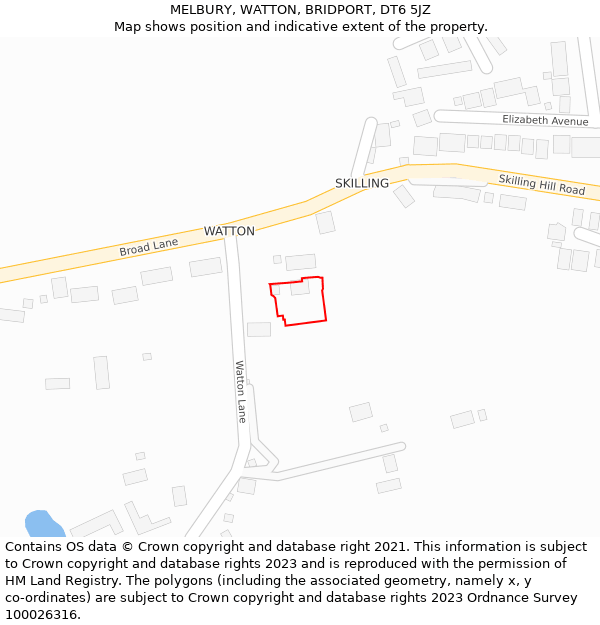 MELBURY, WATTON, BRIDPORT, DT6 5JZ: Location map and indicative extent of plot