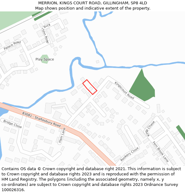 MERRION, KINGS COURT ROAD, GILLINGHAM, SP8 4LD: Location map and indicative extent of plot