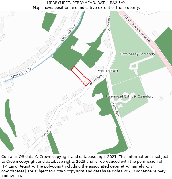 MERRYMEET, PERRYMEAD, BATH, BA2 5AY: Location map and indicative extent of plot