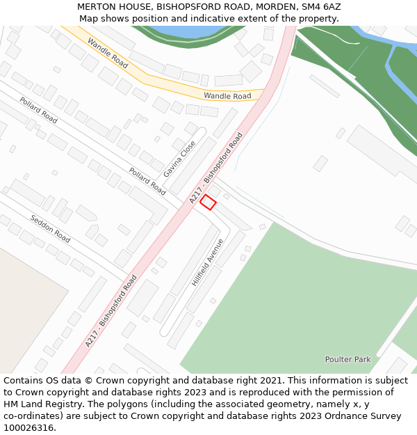 MERTON HOUSE, BISHOPSFORD ROAD, MORDEN, SM4 6AZ: Location map and indicative extent of plot