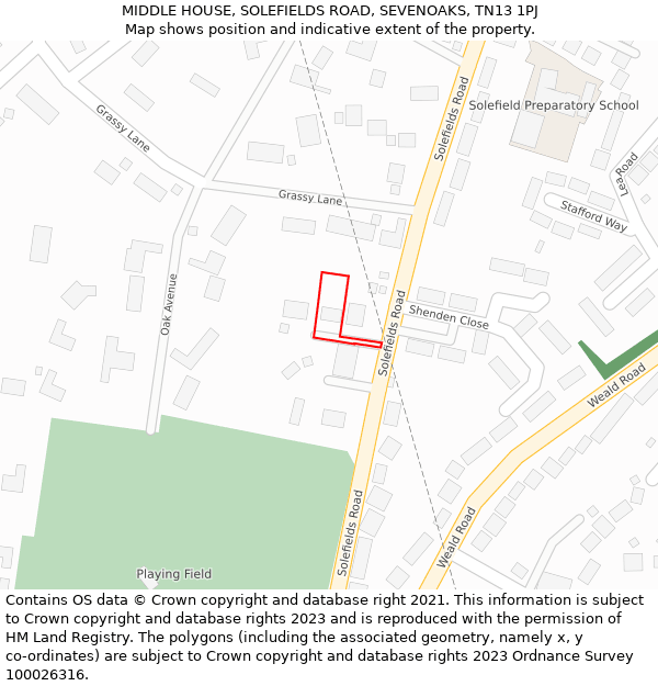 MIDDLE HOUSE, SOLEFIELDS ROAD, SEVENOAKS, TN13 1PJ: Location map and indicative extent of plot