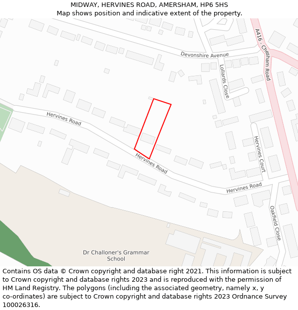 MIDWAY, HERVINES ROAD, AMERSHAM, HP6 5HS: Location map and indicative extent of plot