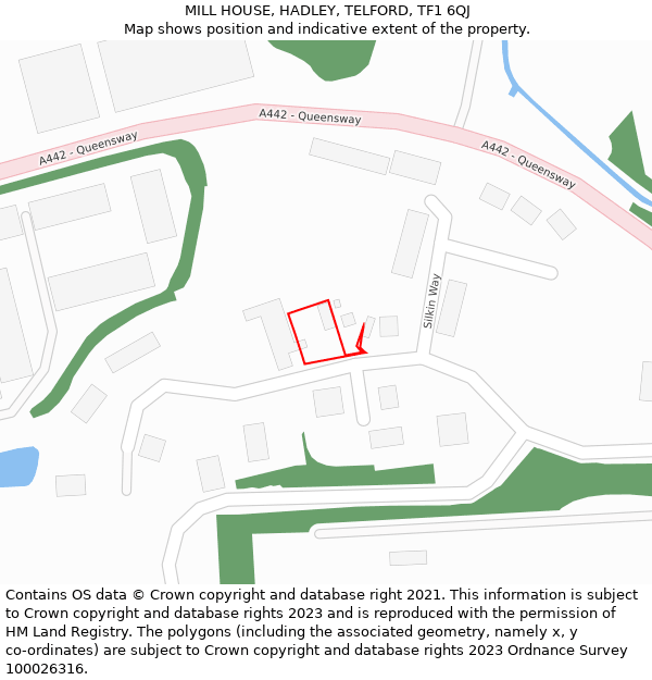 MILL HOUSE, HADLEY, TELFORD, TF1 6QJ: Location map and indicative extent of plot